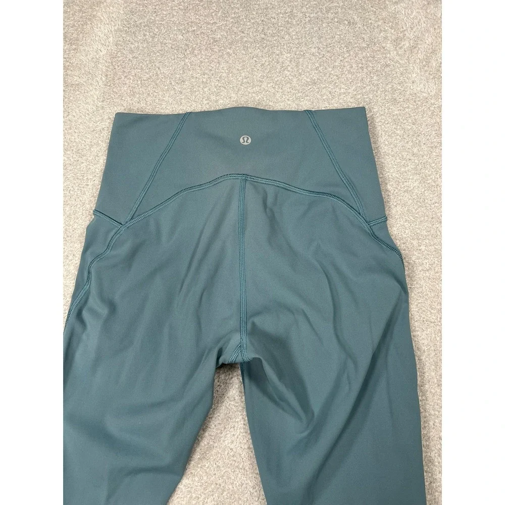 Lululemon Train Times 7/8 Pant High Rise Mesh Teal Leggings Size 6 Athletic Yoga